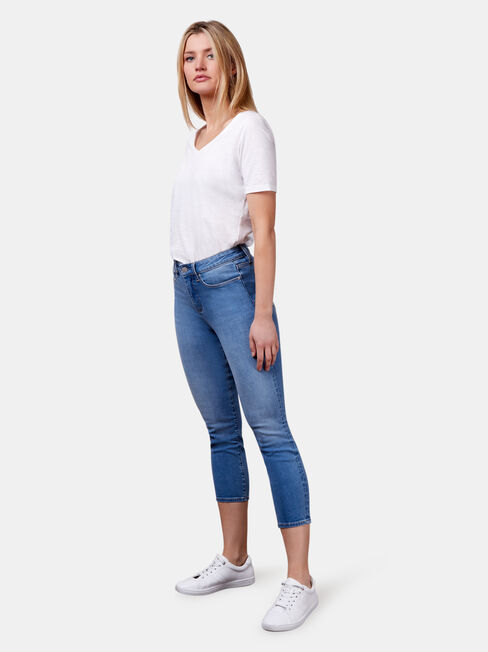 Kara Mid Waist Skinny Capri Jeans Light Vintage, Light Indigo, hi-res