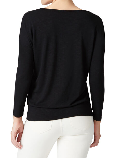 Avery Basque Hem Top, Black, hi-res