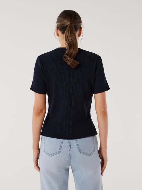 Lucy Lettuce Hem Rib Tee, Blue, hi-res