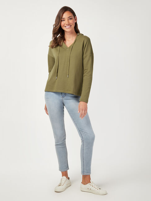 Emilia Hooded Sweat, Green, hi-res