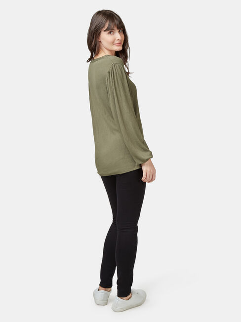 Leah Textured Top, Green, hi-res