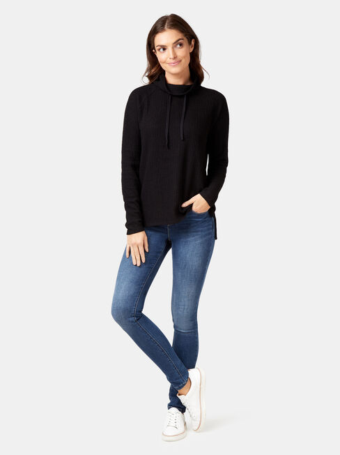 Luna Textured Top, Black, hi-res