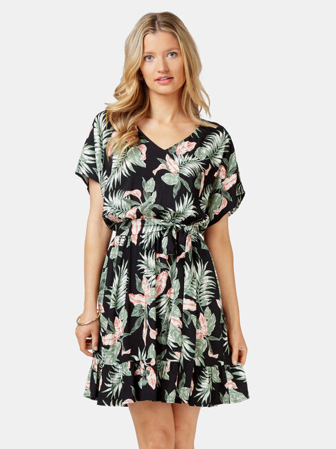 Leah Ruffle Dress, Floral, hi-res