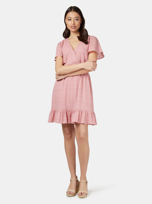 Harmony Flutter Sleeve Dress, Pink, hi-res