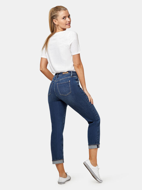 Kelly Double Yoke High Waisted Crop Straight, Mid Indigo, hi-res