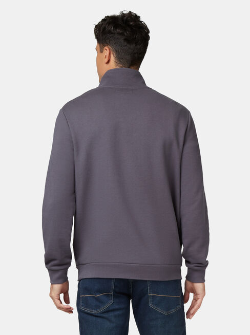 Butler Zip Neck Sweat, Grey, hi-res