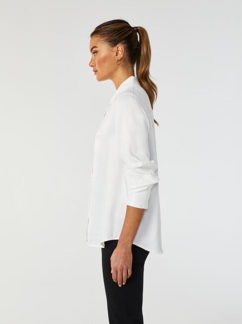 Katia Satin Shirt, White, hi-res