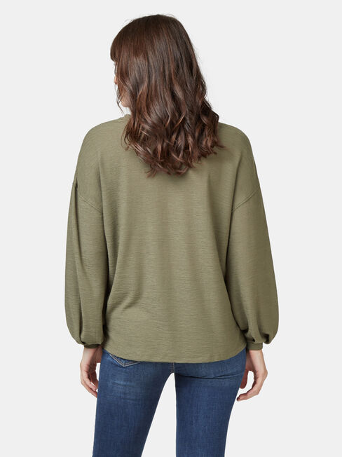Ella Drop Shoulder Textured Top, Green, hi-res