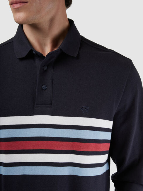 LS Adair Panel Stripe Rugby Polo, Blue, hi-res