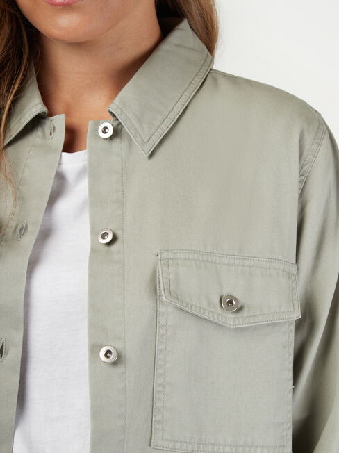 Sasha Cotton Shacket, Green, hi-res