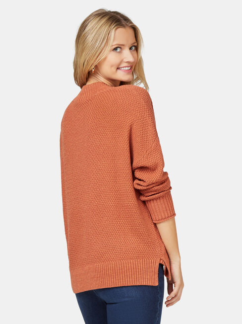 Sage Seed Stitch Pullover, Red, hi-res