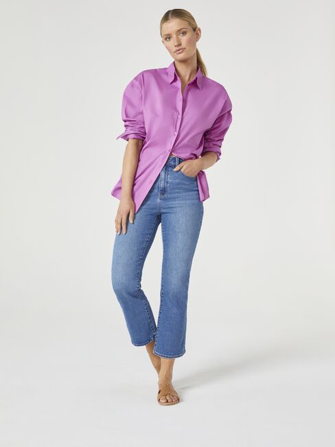 Eve Button Through Shirt, Purple, hi-res