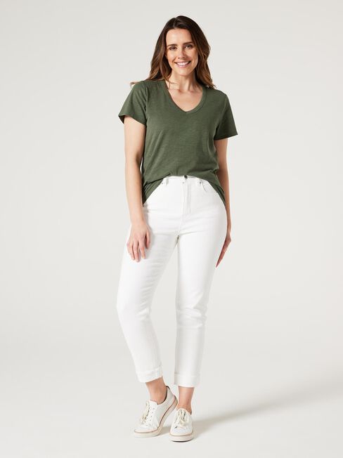 Essential V-Neck Tee, Green, hi-res