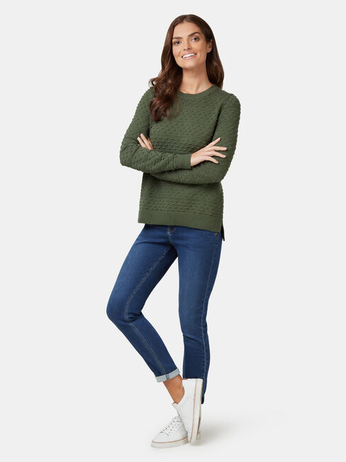 Lyn Linear Bobble Knit, Green, hi-res