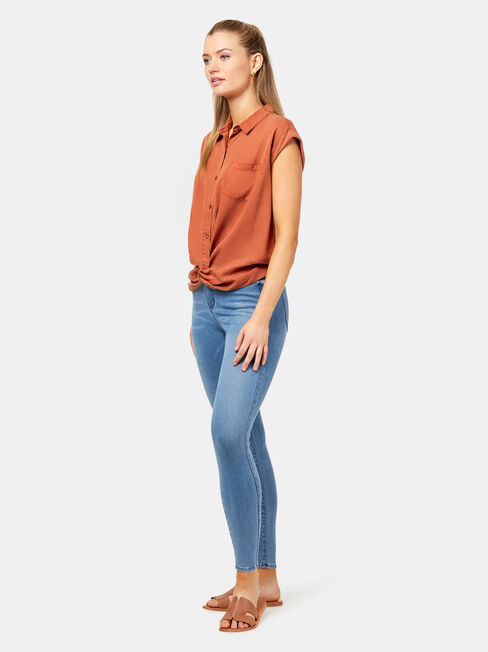 Zoe Twist Front Shirt, Orange, hi-res