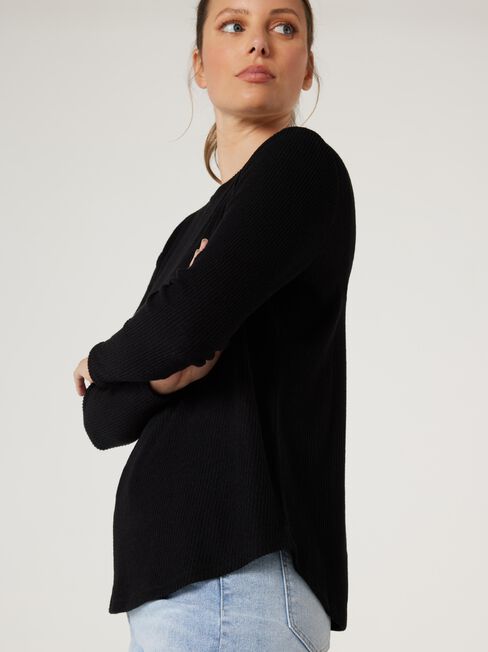Sophie Rib Soft Touch Pullover, Black, hi-res