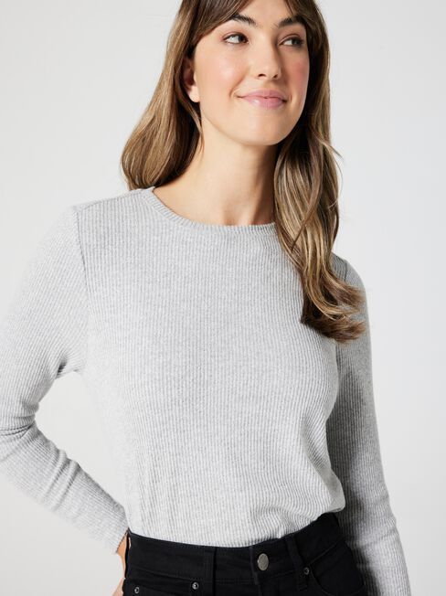 Sophie Rib Soft Touch Pullover, Grey Marle, hi-res