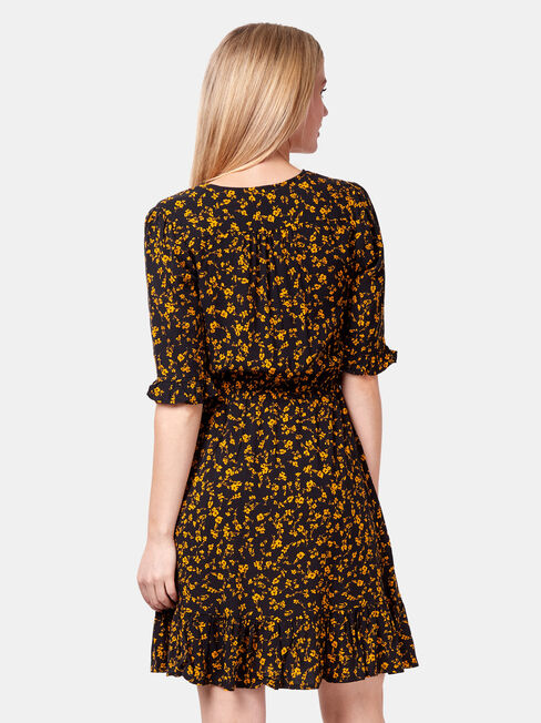 Isabel Cross Over Dress, Black, hi-res