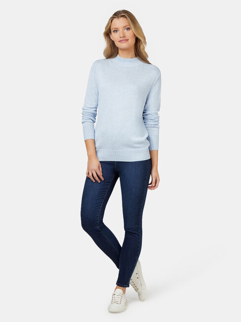 Kara Essential Funnel Neck Pullover, Blue, hi-res