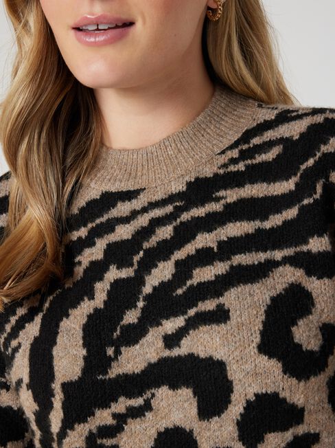 Eugenie Animal Knit Pullover, Leopard, hi-res