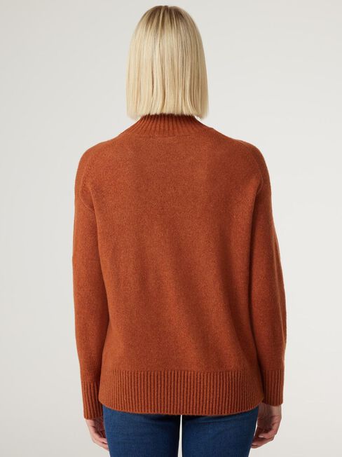 Parker High Neck Souffle Knit, Rust, hi-res