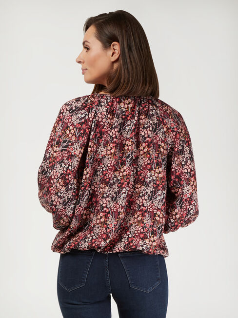 Astrid Tie Front Blouse, Floral, hi-res