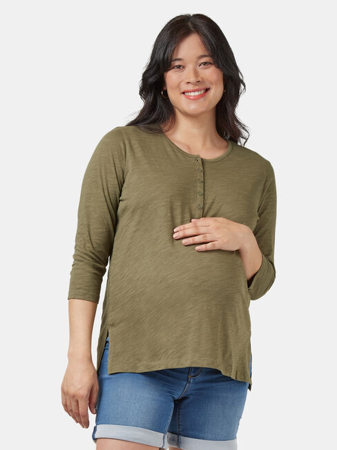 Hendy Henley Maternity Tee, Green, hi-res