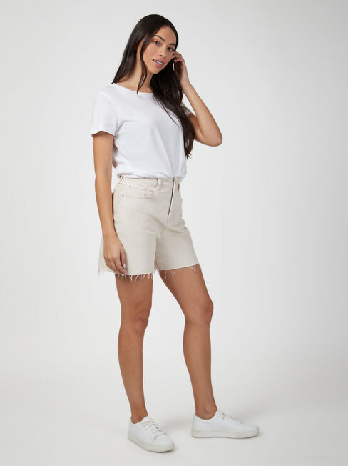 Frankie High Waisted Short, White, hi-res