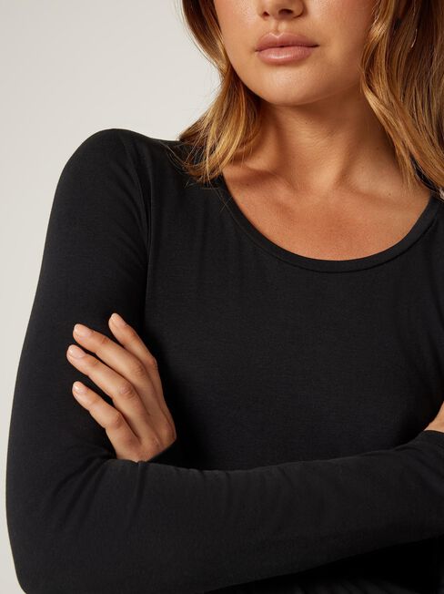Charlotte Long Sleeve Tee, Black, hi-res