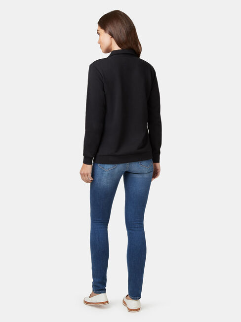 Zip Front Sweat, Black, hi-res