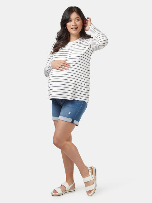 Tina Maternity Tee, Stripe, hi-res