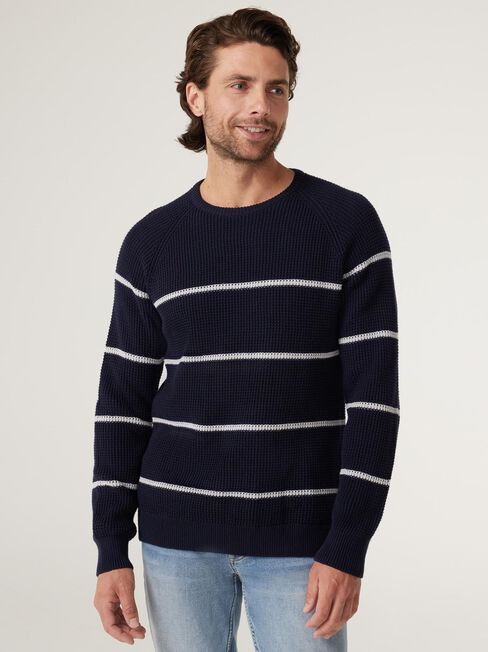 James Textured Stripe Raglan Knit, Ink Grey Multi, hi-res