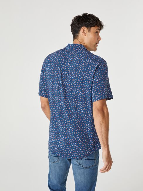 SS Owen Print Shirt, Blue, hi-res