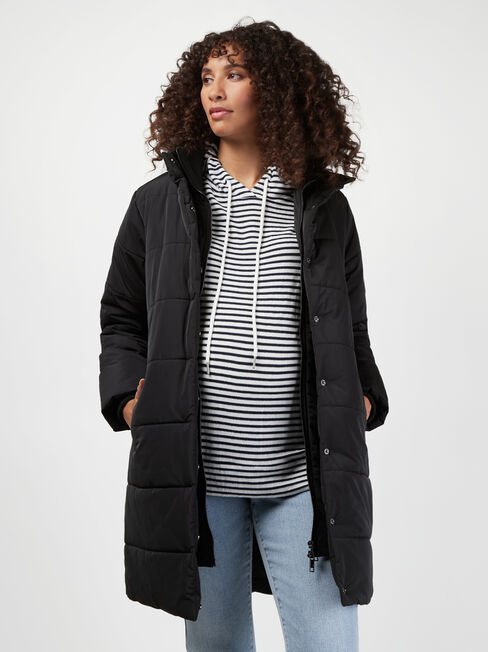 Carrie Side Zip Maternity Hoodie, Stripe, hi-res