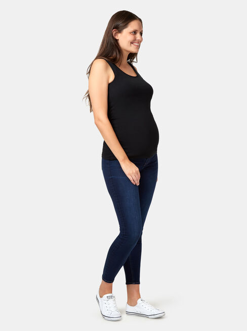 Post Maternity Cotton Nursing Tank, Black, hi-res