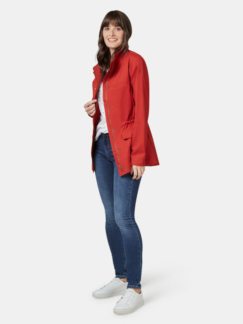 Connie Cotton Casual Jkt, Red, hi-res