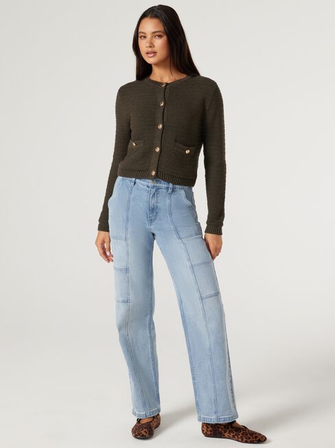 Megan Textured Cardigan, Green, hi-res