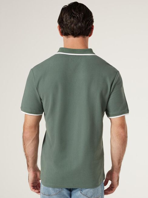 Nash Tipped Short Sleeve Polo, Moss, hi-res