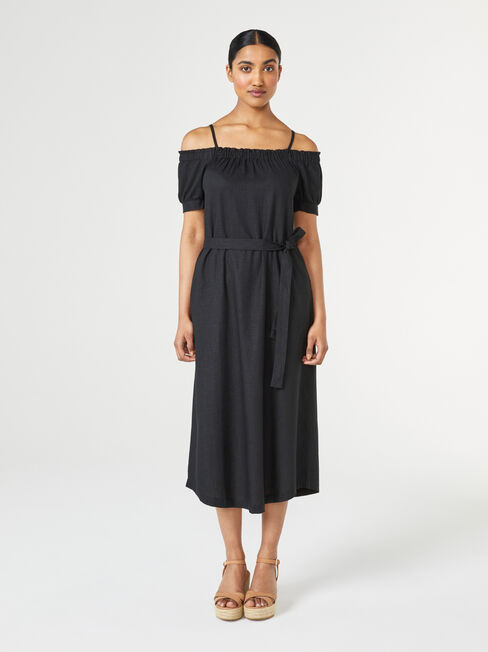 Bardot Off The Shoulder Dress, Black, hi-res