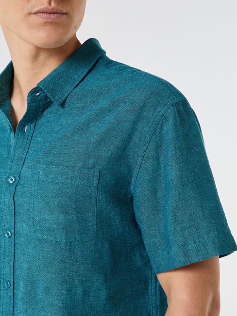 Wolf Textured Short Sleeve Shirt, Washed Jade, hi-res