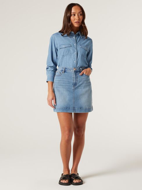 Remi Denim Shirt, Light Vintage, hi-res