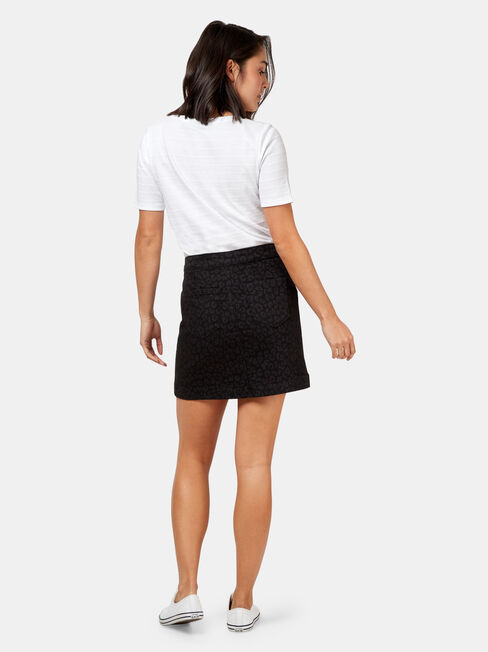 Animal Print Denim Skirt, Black, hi-res