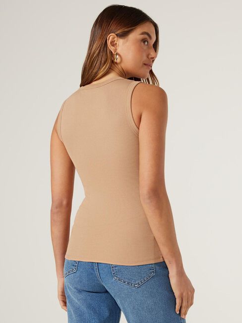 Classic Rib Tank, Brown, hi-res