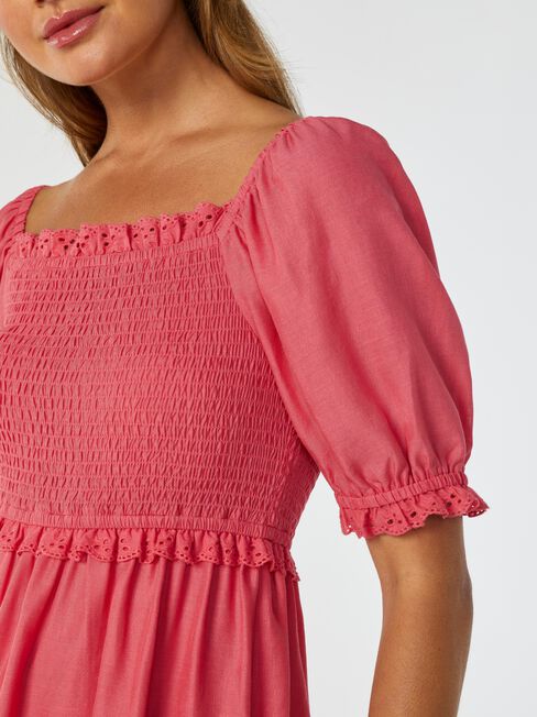 Sunny Shirred Bust Dress, Pink, hi-res