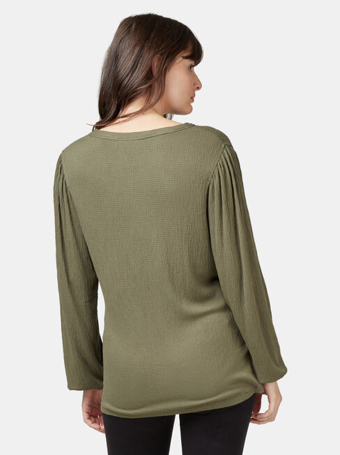 Leah Textured Top, Green, hi-res