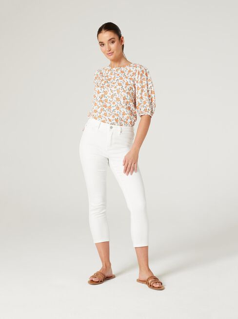 Eliana Puff Slv Top, Trailing Floral, hi-res