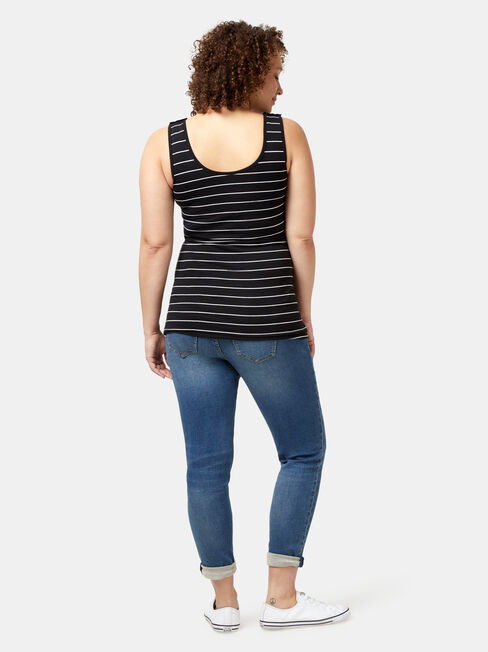 Post Maternity Cotton Nursing Tank, Stripe, hi-res