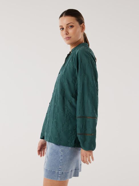Clarissa Embroidered Top, Green, hi-res