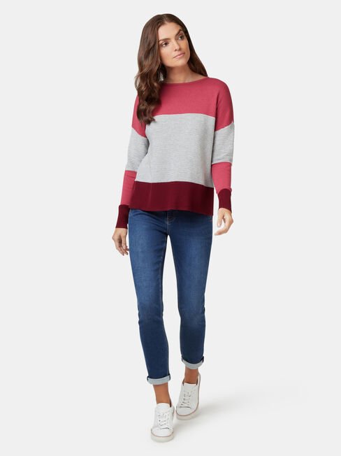 Chloe Colour Block Knit, Pink, hi-res