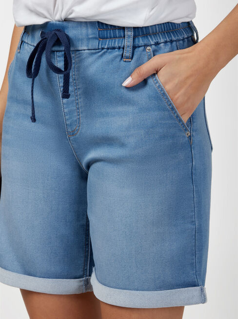 Abbey Luxe Jogger Bermuda Short, Light Indigo, hi-res